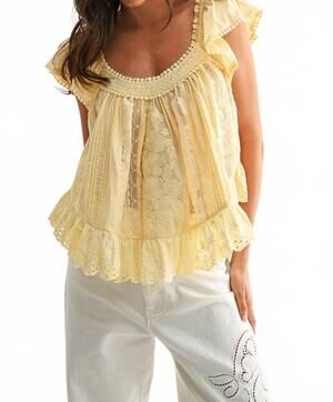 NEW CAMELLIA gia embroidered lace blouse in yellow